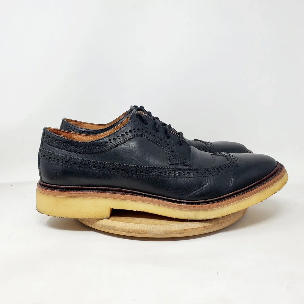 Frye‎ Shoes Mens 11 Luke Black Leather Longwing Brogue Crepe Sole Oxford